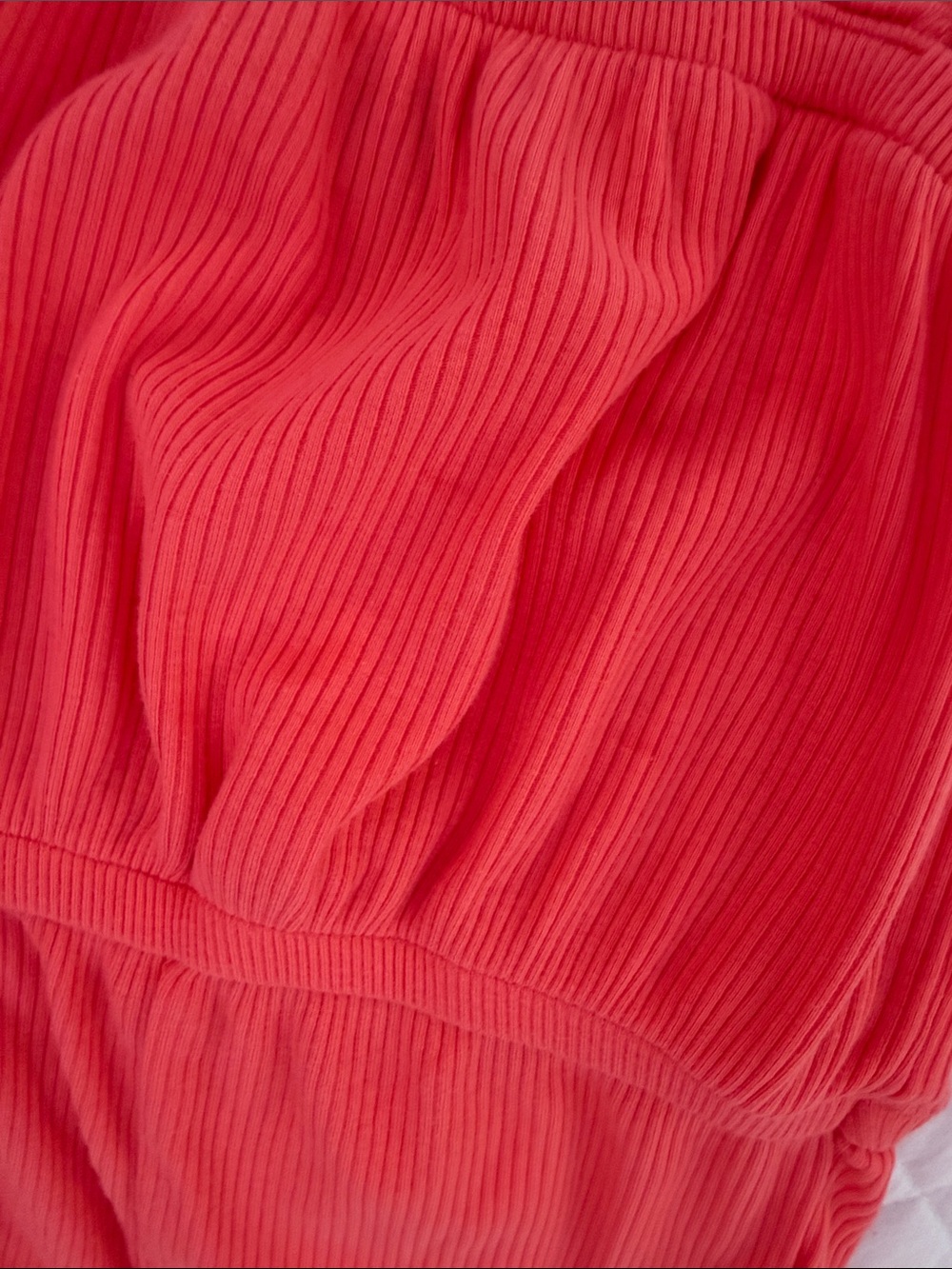 Old Navy Coral Ribbed Ruffled Strap Romper - Picture 2 of 4